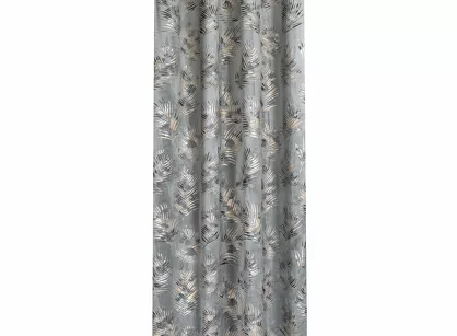 Zasłona gotowa na przelotkach 140x250 GLORIA 2 welwetowa stalowa z szampańskim nadrukiem liści