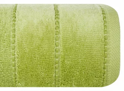Ręcznik bawełniany 50x90 MARI oliwkowy z welurową bordiurą w pasy