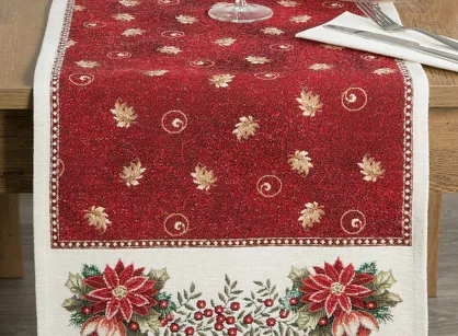 Bieżnik świąteczny 40x100 481 czerwony z motywem gwiazdy betlejemskiej