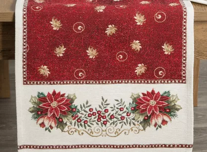 Bieżnik świąteczny 40x100 481 czerwony z motywem gwiazdy betlejemskiej