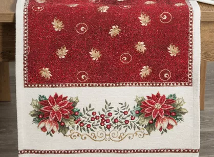 Bieżnik świąteczny 40x100 481 czerwony z motywem gwiazdy betlejemskiej