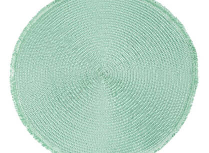 Podkładka na stół fi 38 NIKI zielona okrągła pleciona z frędzlami 