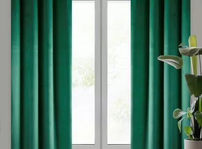 Zasłona na przelotkach 140x250 PIERRE welwetowa ciemna zieleń jednokolorowa