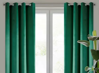 Zasłona na przelotkach 140x250 PIERRE welwetowa ciemna zieleń jednokolorowa