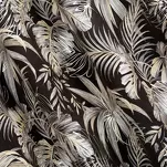 Zasłona na taśmie 140x270 RODOS welwetowa czarna ze srebrnym nadrukiem beżowych egzotycznych liści Design 91 - 8