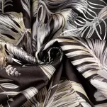 Zasłona na taśmie 140x270 RODOS welwetowa czarna ze srebrnym nadrukiem beżowych egzotycznych liści Design 91 - 3