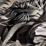 Zasłona na taśmie 140x270 RODOS welwetowa czarna ze srebrnym nadrukiem beżowych egzotycznych liści Design 91 - 11