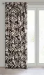 Zasłona na taśmie 140x270 RODOS welwetowa czarna ze srebrnym nadrukiem beżowych egzotycznych liści Design 91 - 6