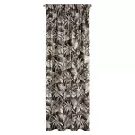 Zasłona na taśmie 140x270 RODOS welwetowa czarna ze srebrnym nadrukiem beżowych egzotycznych liści Design 91 - 7