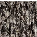 Zasłona na taśmie 140x270 RODOS welwetowa czarna ze srebrnym nadrukiem beżowych egzotycznych liści Design 91 - 4