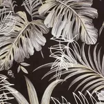 Zasłona na taśmie 140x270 RODOS welwetowa czarna ze srebrnym nadrukiem beżowych egzotycznych liści Design 91 - 2