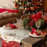 Bieżnik świąteczny 50x110 670 gobelinowy beżowy utkany nicią szenilową - 5