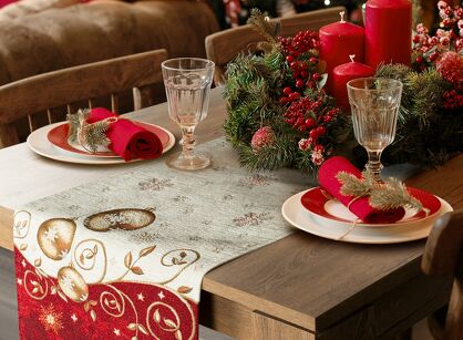 Bieżnik świąteczny 50x110 670 gobelinowy beżowy utkany nicią szenilową