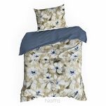 Pościel satynowa 220x200 SPRING 66 jasny beż ciemny niebieski z wzorem kwiatów z kolekcji Classic - 5