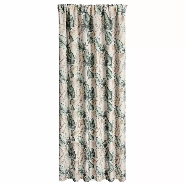 Zasłona na taras 155x200 GARDEN 7 beżowa w tunelu wodoodporna z motywem liści monstery