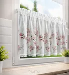 Zazdrostka gotowa w tunelu 150x60 AMELIA biała z etaminy z wzorem różowych kwiatów magnolii i bawełnianą koronką - 8