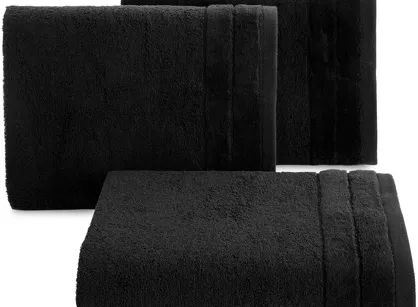 Ręcznik bawełniany 70x140 DAMLA czarny gładki z subtelną bordiurą