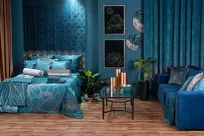 Zasłona na przelotkach 140x250 LOTOS 1 welwetowa turkusowa złota Limited Collection - 12