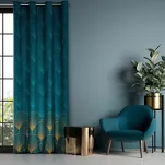 Zasłona na przelotkach 140x250 LOTOS 1 welwetowa turkusowa złota Limited Collection - 13