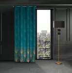 Zasłona na przelotkach 140x250 LOTOS 1 welwetowa turkusowa złota Limited Collection - 14