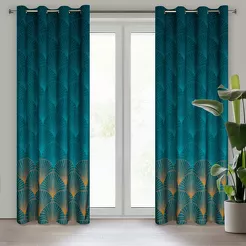 Zasłona gotowa na przelotkach 140x250 LOTOS 1 welwetowa turkusowa złota Limited Collection