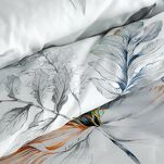 Pościel z makosatyny 220x200 AMELIA biała popielata wzór kwiatowy dwustronna Premium - 3