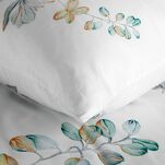 Pościel z makosatyny 220x200 AMELIA biała popielata wzór kwiatowy dwustronna Premium - 2