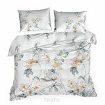 Pościel z makosatyny 220x200 AMELIA biała popielata wzór kwiatowy dwustronna Premium - 9