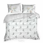 Pościel z makosatyny 220x200 AMELIA biała popielata wzór kwiatowy dwustronna Premium - 7