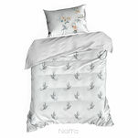 Pościel z makosatyny 220x200 AMELIA biała popielata wzór kwiatowy dwustronna Premium - 6