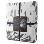 Koc bawełniany 220x240 AKRYL 2 Eva Minge stalowy biały dwustronny z frędzlami - 7