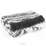 Koc bawełniany 220x240 AKRYL 2 Eva Minge stalowy biały dwustronny z frędzlami - 4