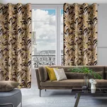 Zasłona na przelotkach 140x250 ADEL welwetowa czarna ze złotym nadrukiem na tle egzotycznych wyrazistych liści - 9