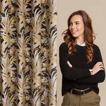 Zasłona na przelotkach 140x250 ADEL welwetowa czarna ze złotym nadrukiem na tle egzotycznych wyrazistych liści - 10