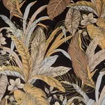 Zasłona na przelotkach 140x250 ADEL welwetowa czarna ze złotym nadrukiem na tle egzotycznych wyrazistych liści - 2