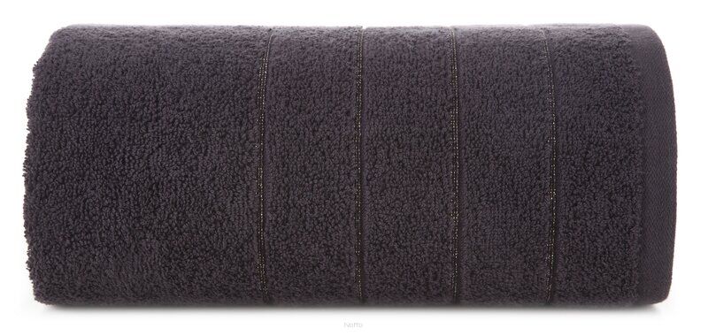 Ręcznik bawełniany 50x90 DALI czarny gładki z subtelną bordiurą z błyszczącą nicią