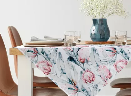 Nakładka na taras 85x85 GARDEN 32 biała wodoodporna niebieski motyw kwiatowy