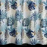 Zasłona na przelotkach 140x250 MALTA granatowa ze złotym nadrukiem botanicznym - 7