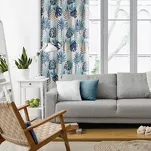 Zasłona na przelotkach 140x250 MALTA granatowa ze złotym nadrukiem botanicznym - 9