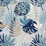 Zasłona na przelotkach 140x250 MALTA granatowa ze złotym nadrukiem botanicznym - 2