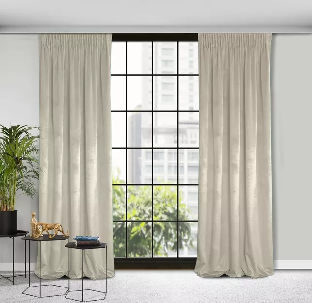 Zasłona gotowa na taśmie 140x270 ROSA welwetowa beżowa Design 91