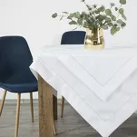 Obrus elegancki 145x300 MADELE biały zdobiony srebrną lamówką - 5