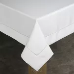 Obrus elegancki 145x300 MADELE biały zdobiony srebrną lamówką - 6
