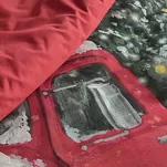 Pościel świąteczna 160x200 VINTI czerwona w autko z choinką z bawełny renforce - 2
