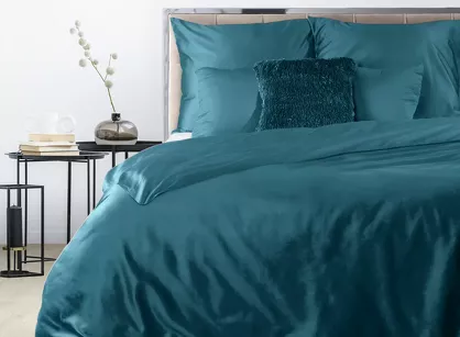 Pościel satynowa 160x200 DINA jednokolorowa gładka turkusowa z kolekcji Diva Line