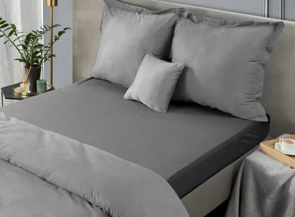Prześcieradło z bawełny frotte z gumką stalowe 140x200 Design 91