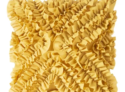 Poszewka jednokolorowa 45x45 MIRENA musztardowa zdobiona falbanami