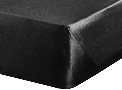 Prześcieradło satyna bawełniana bez gumki DINA czarne 160x210 z kolekcji Diva Line