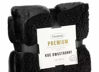 Koc jednokolorowy 150x200 TEDY czarny imitujący buklę
