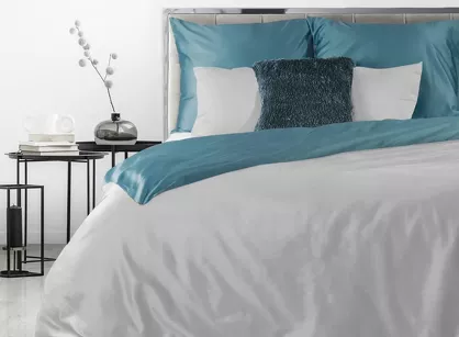 Pościel satynowa 180x200 NOVA 3 dwukolorowa gładka srebrna turkusowa